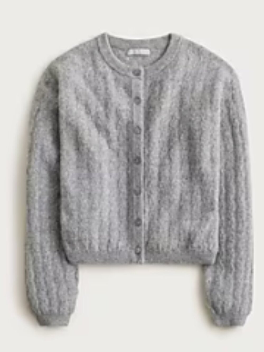 J. Crew Supersoft Pointelle Bubble Hem Cardigan NWT Heather Graphite
